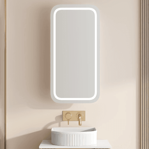 Athena 450*900mm LED Square Wall Hung Shaving Cabinet - Single Door