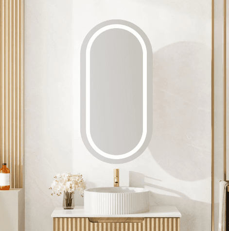 Athena 450*900mm LED Oval Wall Hung Shaving Cabinet - Single Door