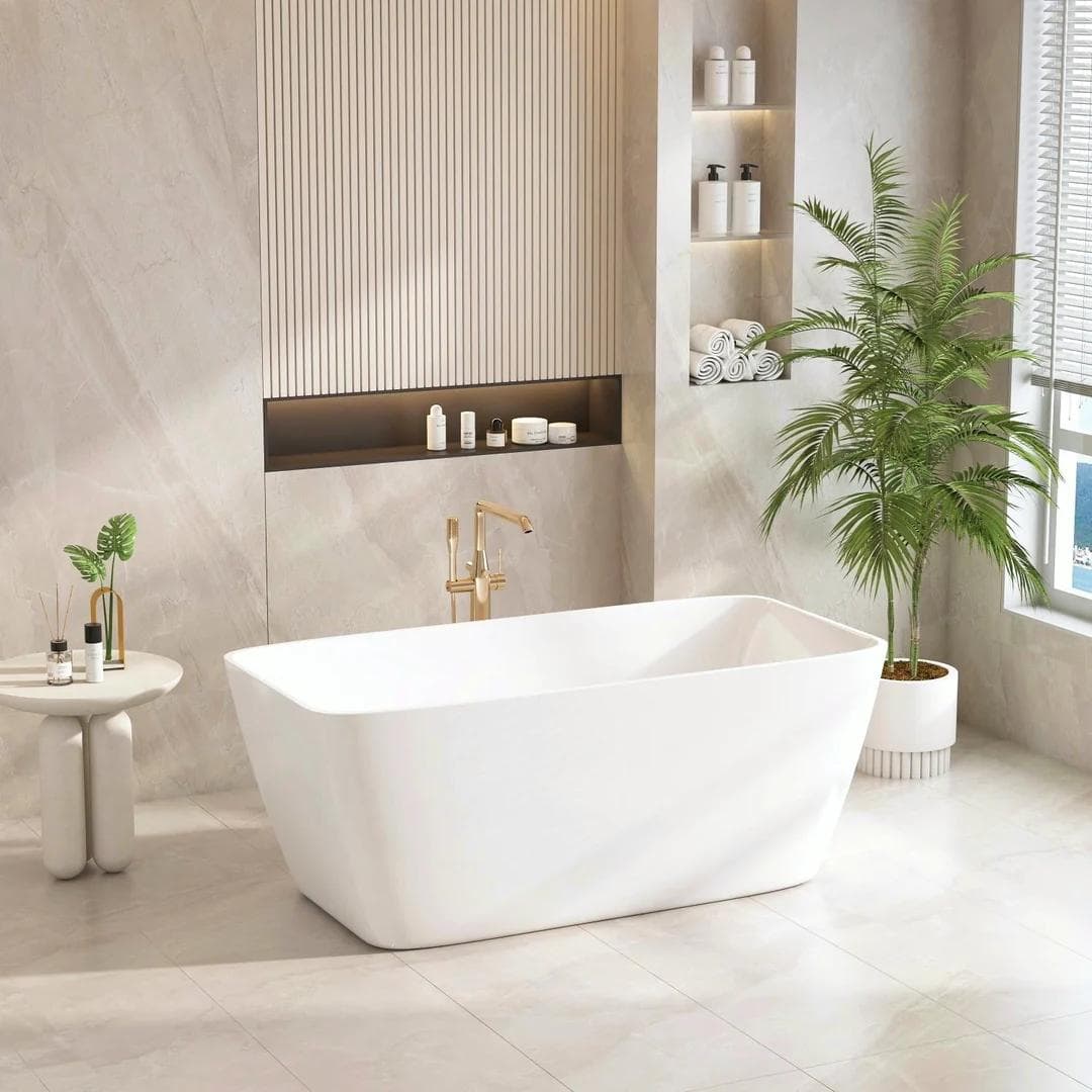 Venice 1500mm Freestanding Gloss White Bathtub NO OVERFLOW
