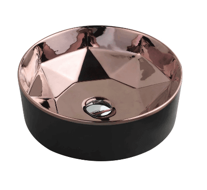 Trier 53 Counter Top Round Basin - Art Rose Gold with Matt Black