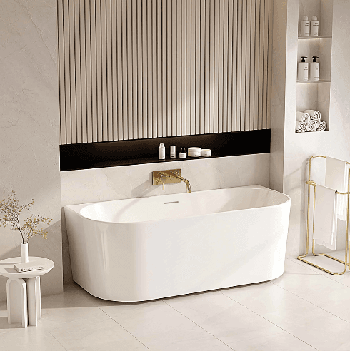 Musen 1200mm Ultra-Thin Back-to-Wall Bathtub - Gloss White