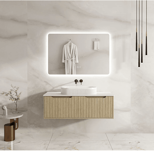 Rhea 1200mm Fluted Wall Hung Vanity Natural Oak
