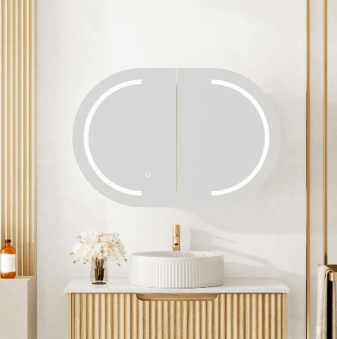 Athena 900mm LED Oval Wall Hung Shaving Cabinet