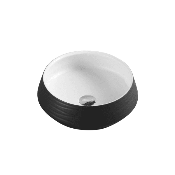 Trier 80 White with Art Matt Black Above Counter Round Basin