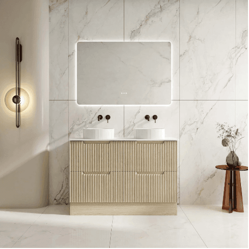Rhea 1200mm Fluted Freestanding Vanity Natural Oak