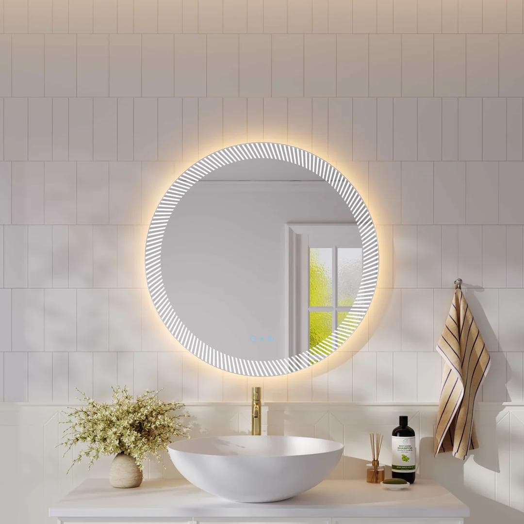Freya LED Textured Round Mirror 800mm