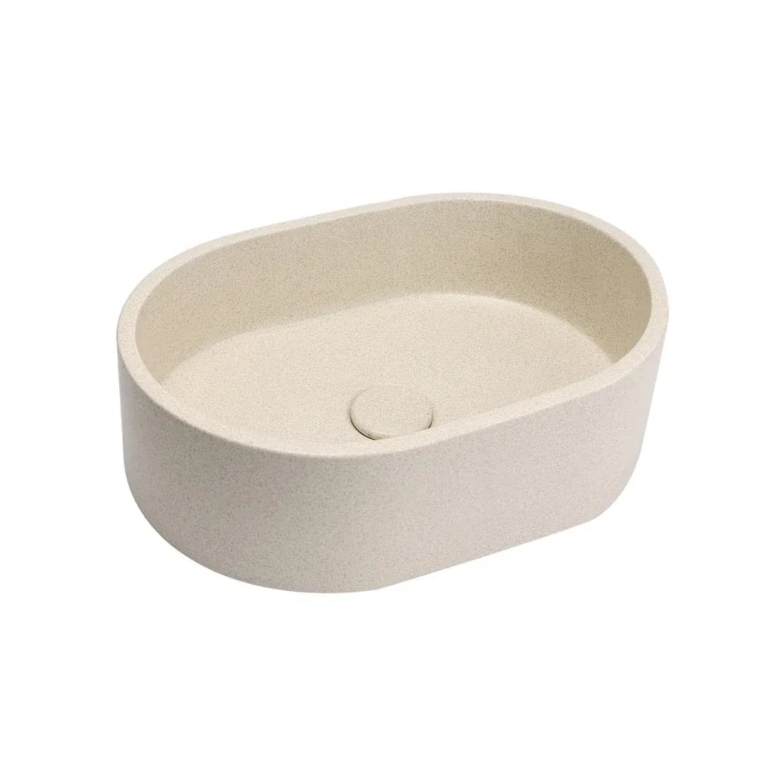 VIVO 40 Concrete Oval Countertop Basin - Grit Yellow