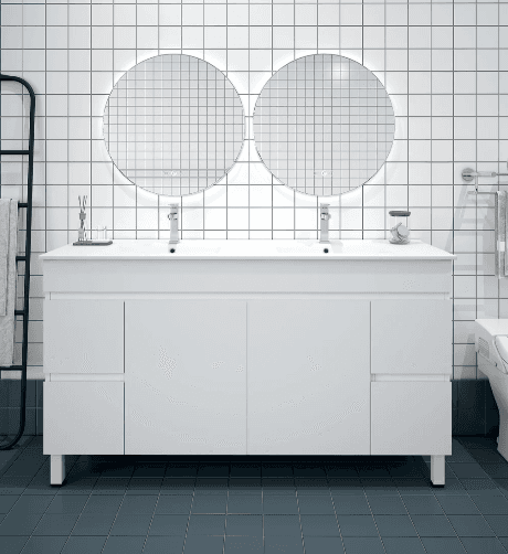 Bianca PVC 150cm Floor Standing Vanity Cabinet Gloss White with Double Bowl Basins