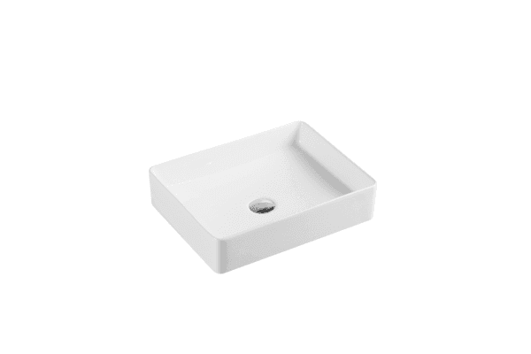 Qtro 47 High Gloss White Above Counter Rectangular Basin