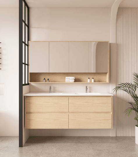 Hera 1500mm Wall Hung Vanity with Ceramic Top (Double Bowl)