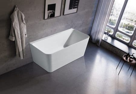 Fortuna 1500mm Back To Wall Gloss White Bathtub NO OVERFLOW