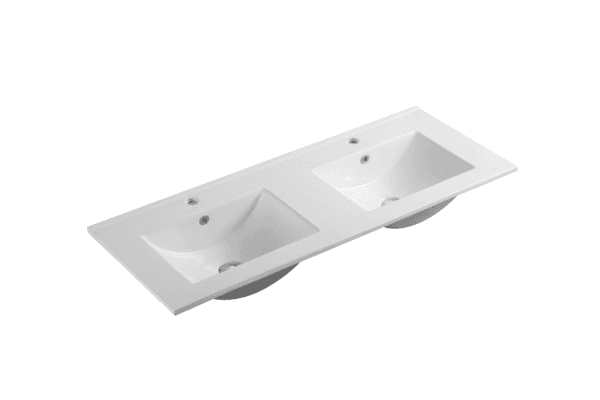 Mercio 1500mm High Gloss White Double Bowl Ceramic Top