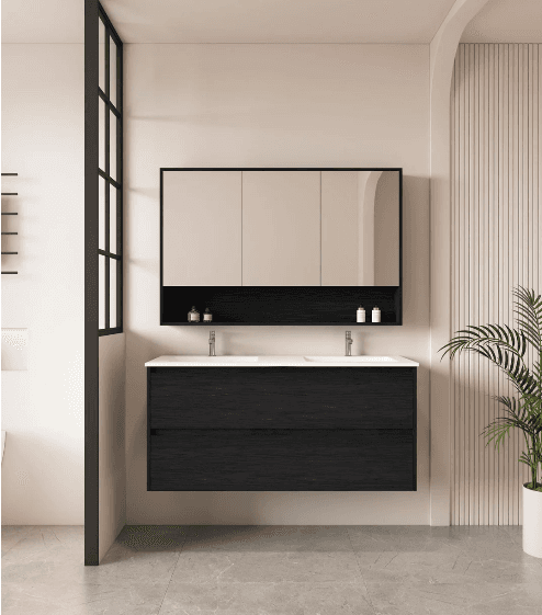 Hera 1200mm Wall Hung Vanity Black Oak