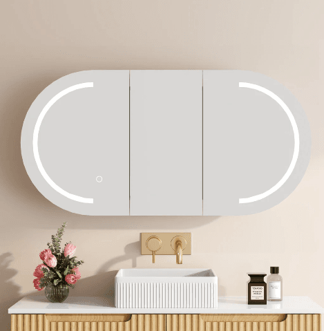 Athena 1200mm LED Oval Wall Hung Shaving Cabinet