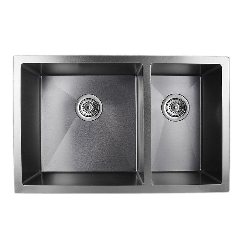 Dark Grey Stainless Steel 1 & 1/2 Bowl Kitchen Sink 710x450x205mm