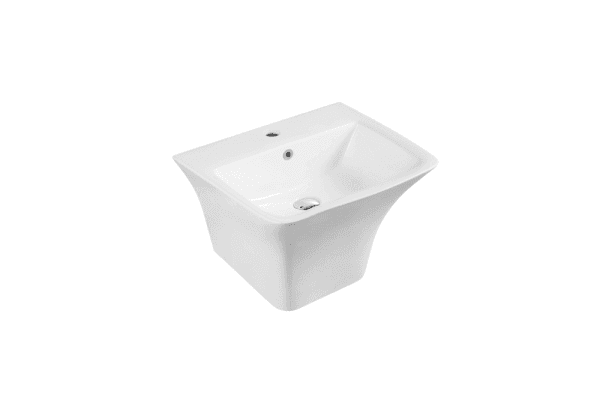 Zento 53S High Gloss White Semi Pedestal Wall Hung Basin