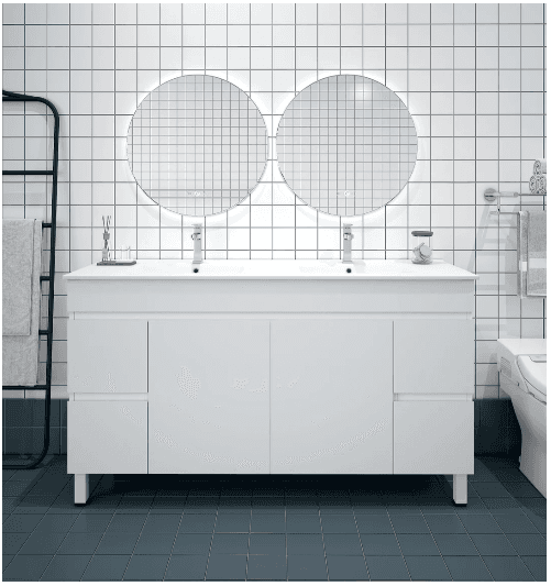Bianca PVC 150cm Floor Standing Vanity Cabinet Gloss White