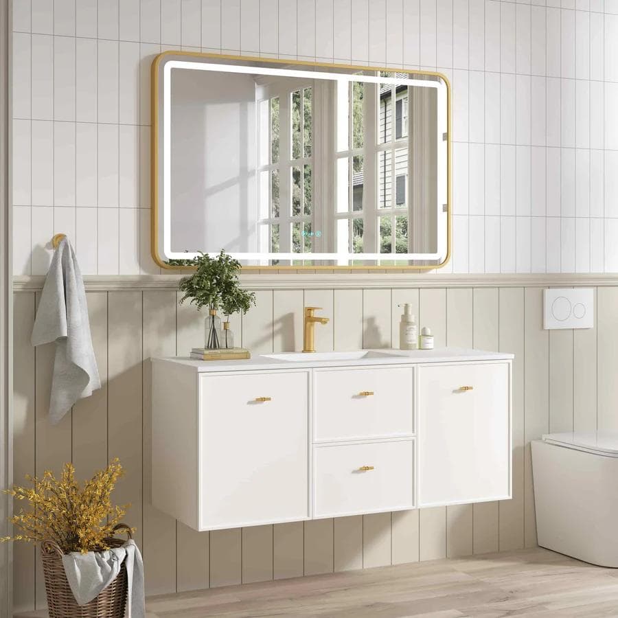 Seattle 1200mm Wall Hung Vanity Matt White with Ceramic Top