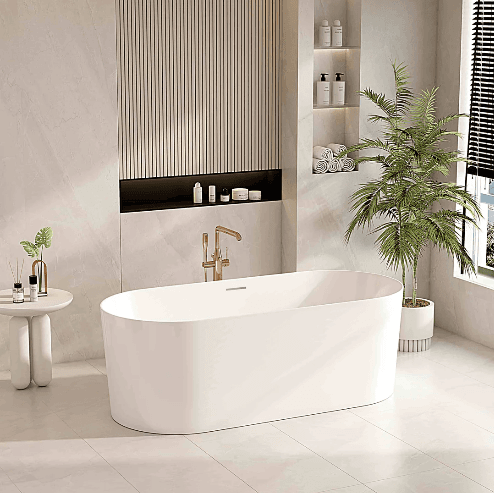 Iseo 1300mm Ultra-Slim Freestanding Gloss White Bathtub