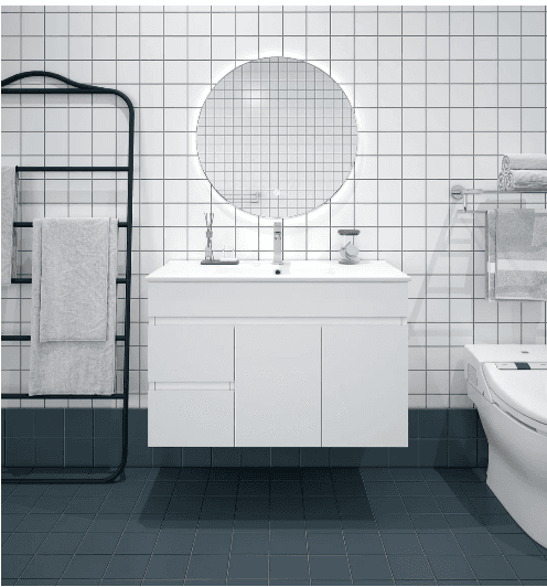 Bianca 900mm Wall Hung Vanity (LHD) Gloss White with Ceramic Top