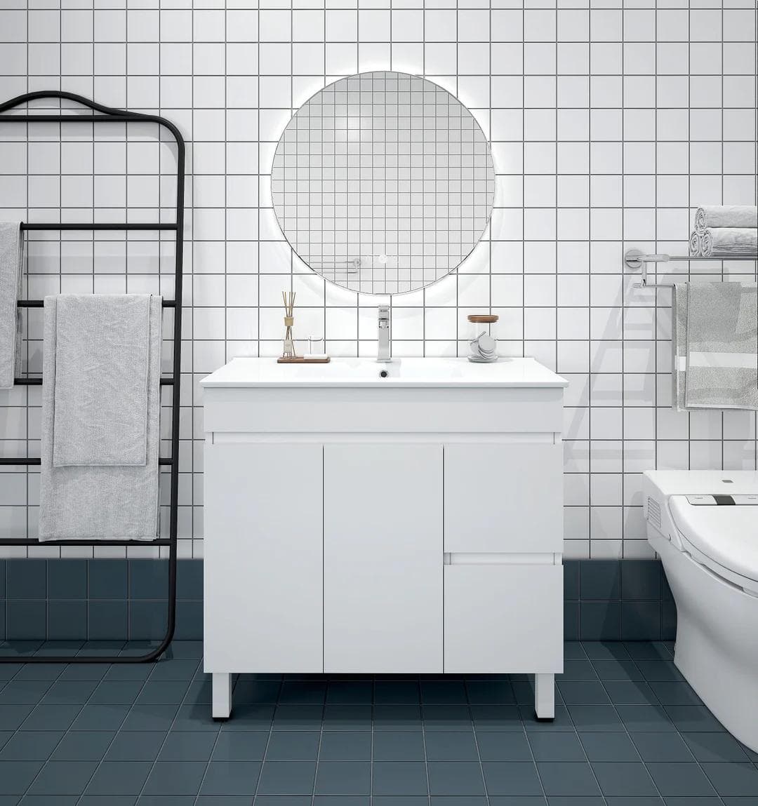 Bianca 900mm PVC Slim Freestanding Vanity (RHD)