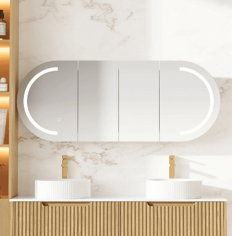 Athena 1500mm LED Oval Wall Hung Shaving Cabinet