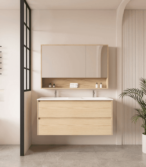 Hera 1200mm Wall Hung Vanity with Ceramic Top (Double Bowl)