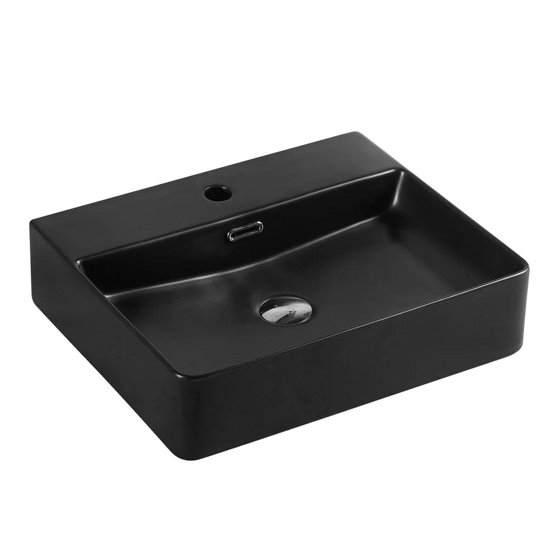 Marsay 73 Matt Black Wall Hung Rectangular Basin