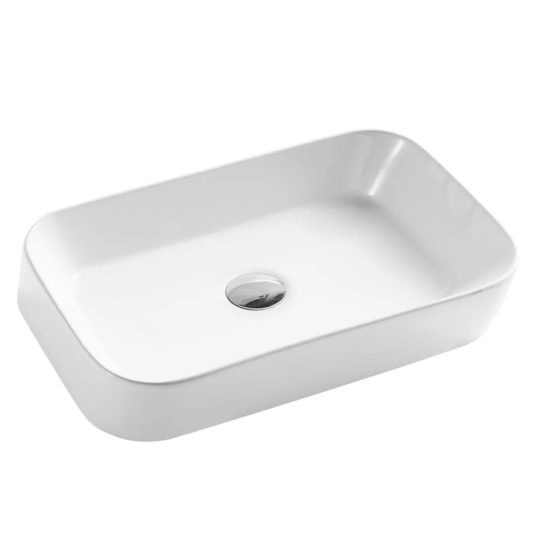 Qtro 55 High Gloss White Above Counter Rectangular Basin