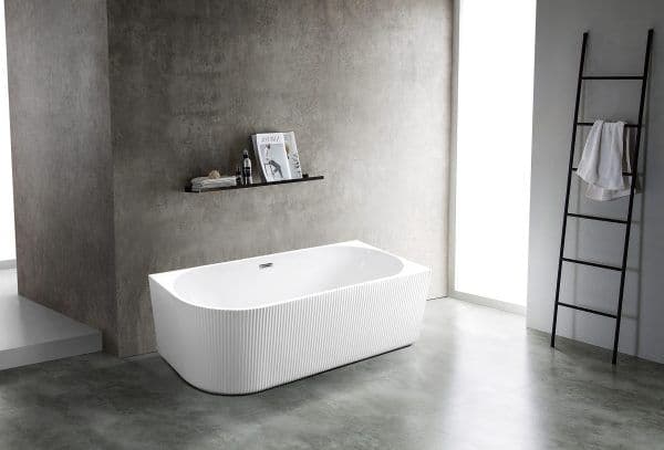 Rose 1700mm V-Groove Right-Hand Corner Matt White Bathtub WITH OVERFLOW