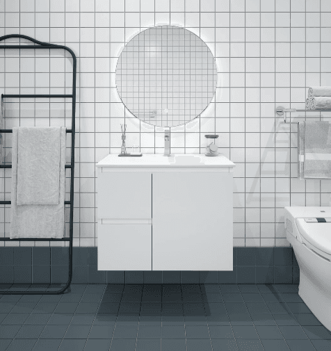 Bianca 750mm MDF Wall Hung Vanity (LHD) Gloss White with Ceramic Top