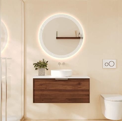 Paris 900mm Wall-Hung Vanity - Walnut Woodmatt
