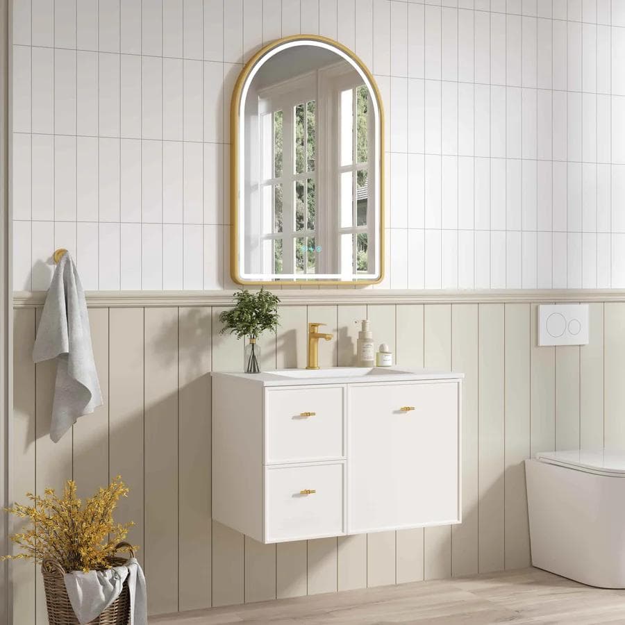 Seattle 750mm Wall Hung Vanity Matt White with Ceramic Top