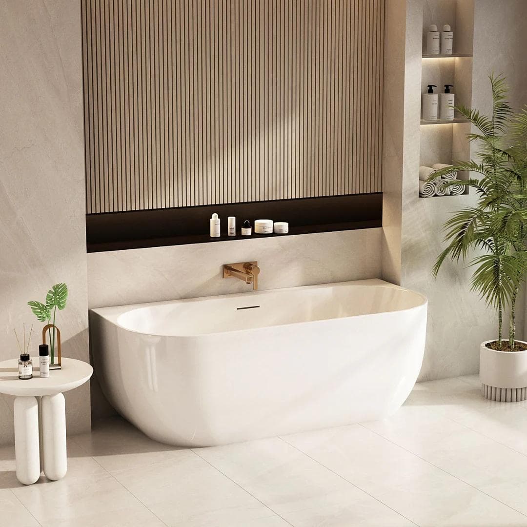 Anna 1500mm Back-To-Wall Bathtub – Gloss White