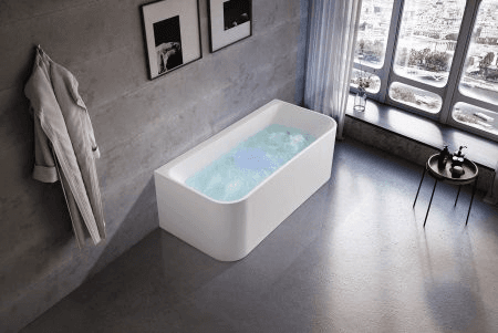 Bullion 1700mm Back To Wall Gloss White Bathtub NO OVERFLOW