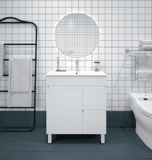 Bianca Slim PVC 75cm Floor Standing Vanity (RHD) Gloss White