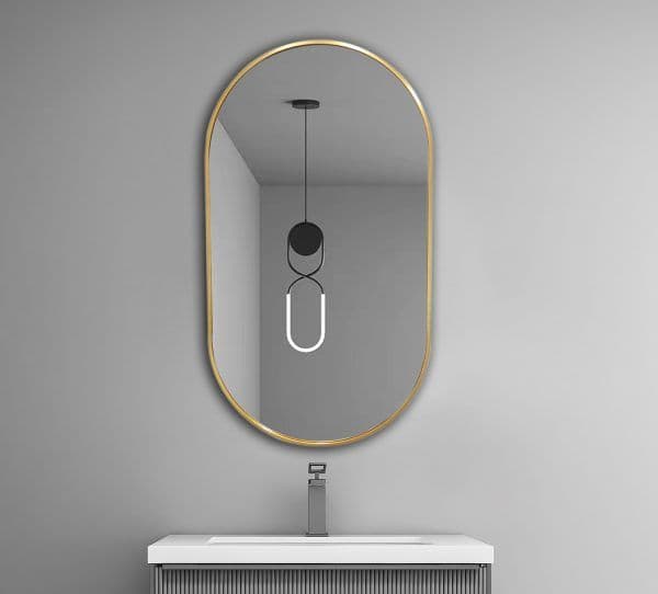 Aluminium Framed Oval Mirror 500mm