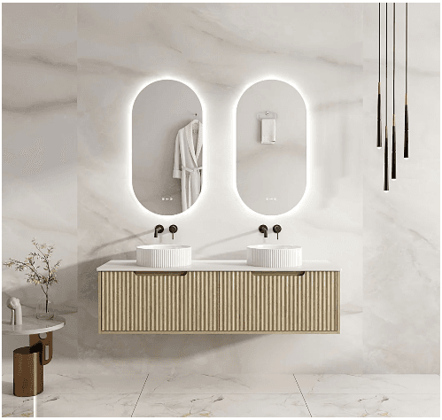 Rhea 1500mm Fluted Wall Hung Vanity Natural Oak